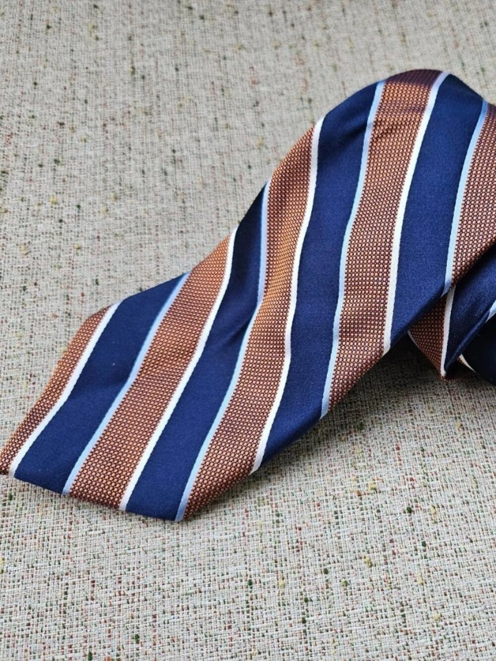 Nautica Men Tie Blue/Brown Striped Neck Tie 100% Silk Classic TIe